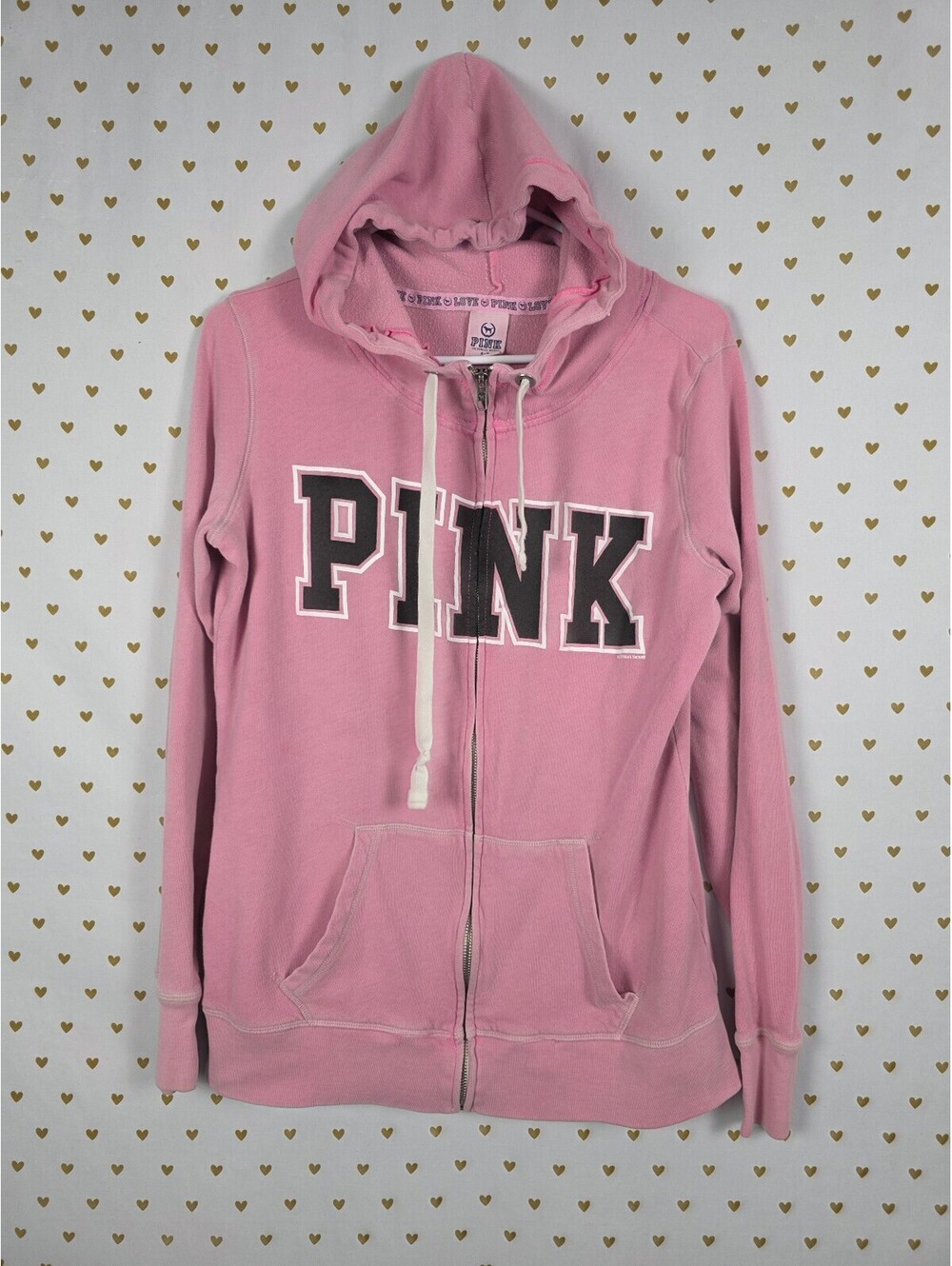 Victorias Secret Pink Vintage Y2k Full Zip Logo Hoodie Jacket Small